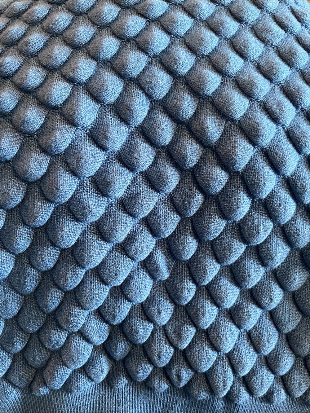 Contemporaine Simons Viscose Blue Textured Puff Sleeve Sweater L - Picture 7 of 9